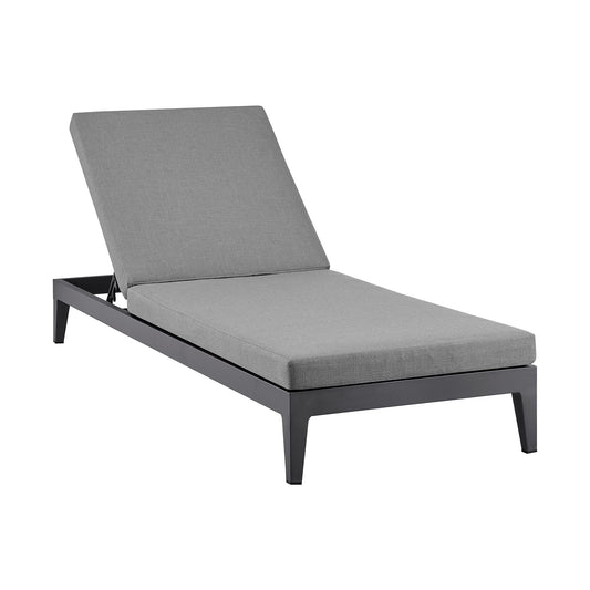 Menorca - Outdoor Patio Adjustable Chaise Lounge Chair In Aluminum With Gray Cushions
