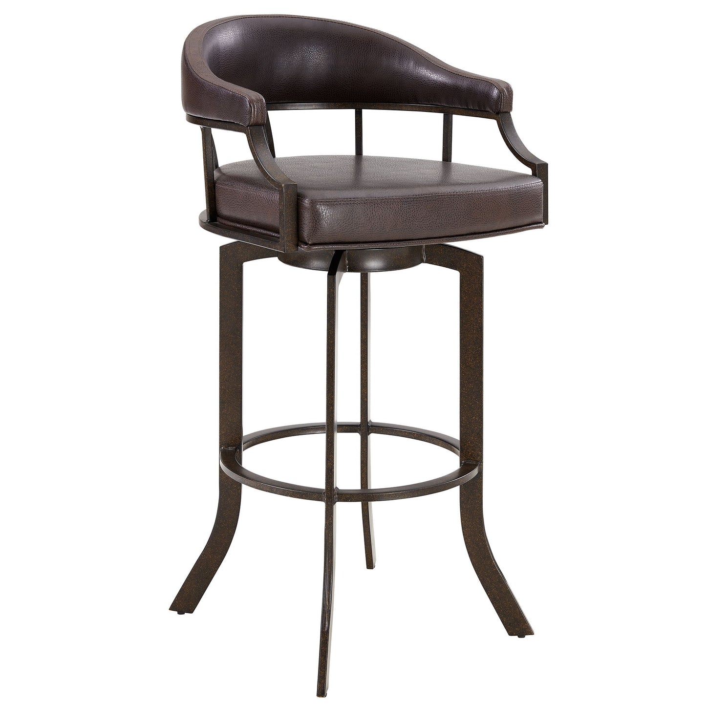 Pharaoh - Swivel Faux Leather Bar Stool - Brown Finish
