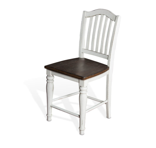 Bourbon County - Slatback Stool (Set of 2) - White / Dark Brown