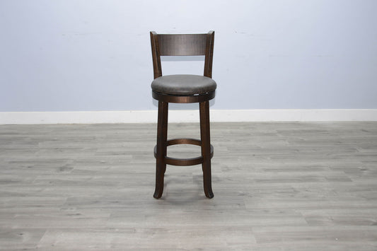 Homestead - 30"H Swivel Barstool, Cushion Seat & Back (Set of 2) - Dark Brown