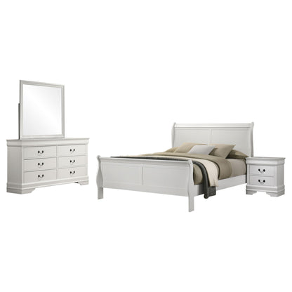 Louis Philippe 4-piece Eastern King Bedroom Set White