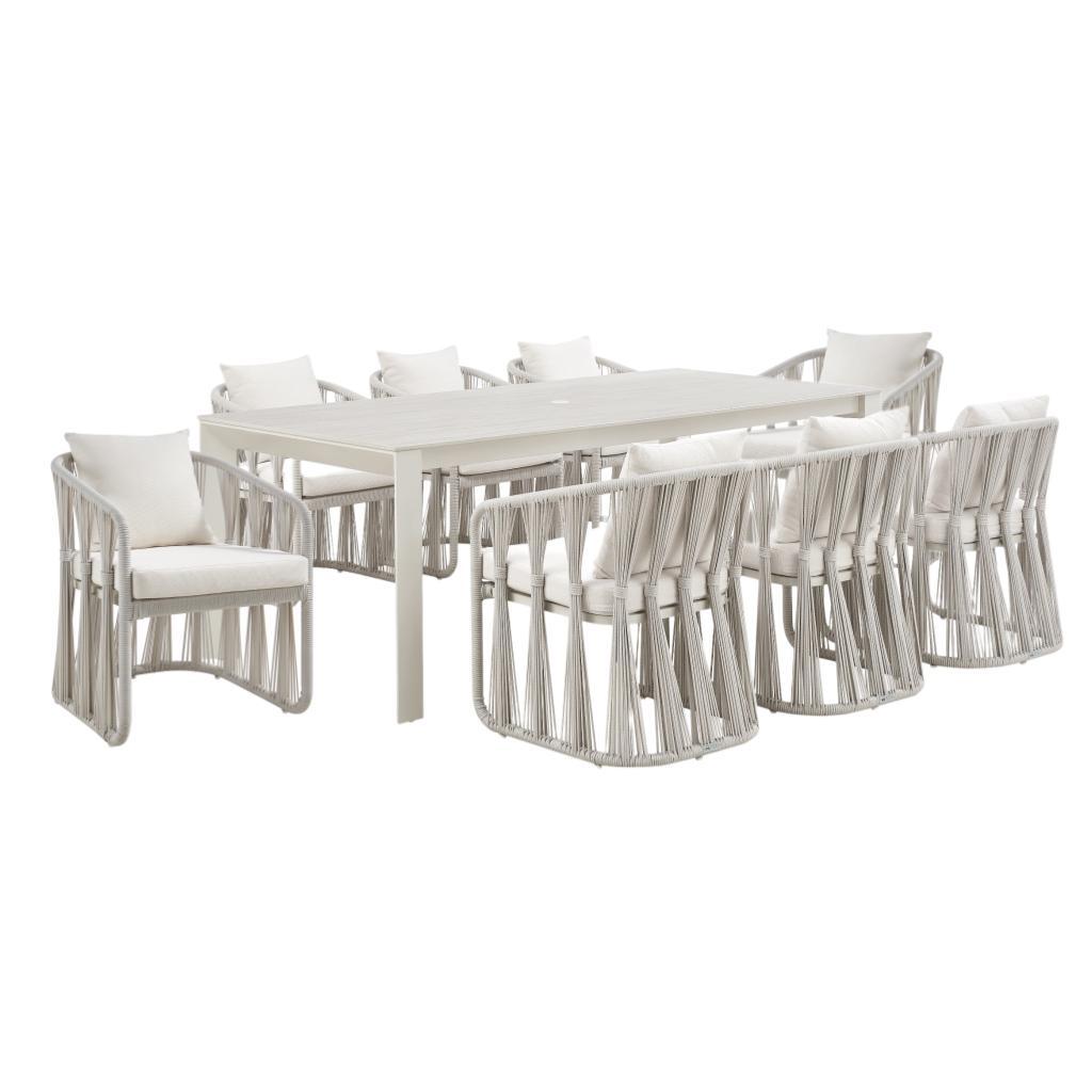 Breeze - Powder Coated Rectangle Metal Outdoor Dining Set With Cushions
