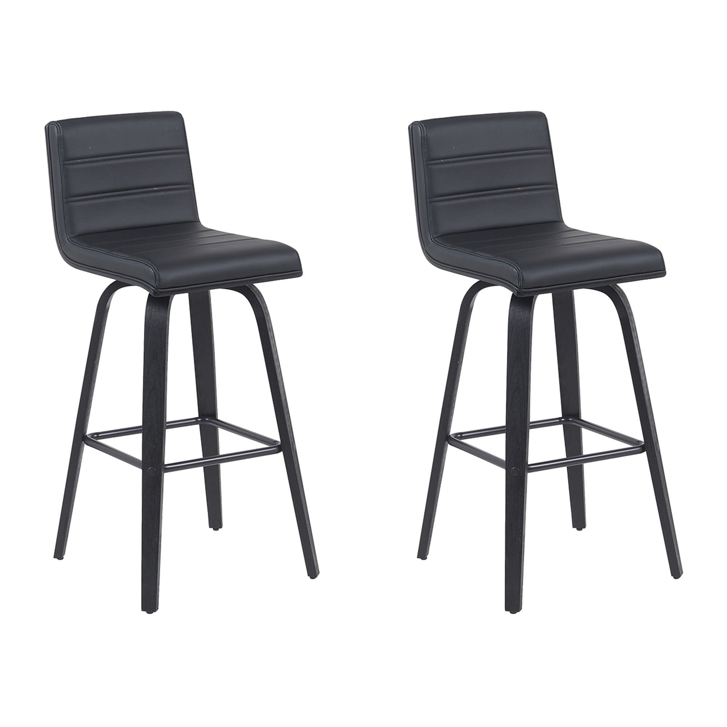 Vienna - Modern Swivel Bar Height Stool - Black Brushed Wood Frame