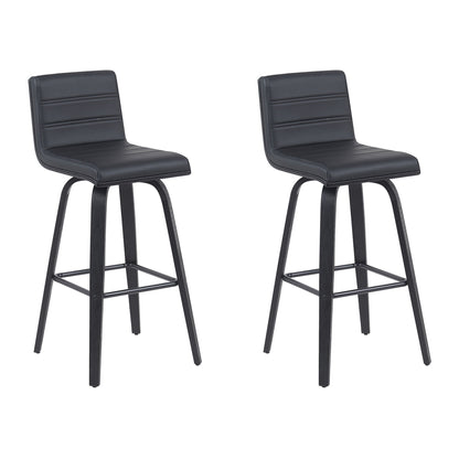 Vienna - Modern Swivel Bar Height Stool - Black Brushed Wood Frame