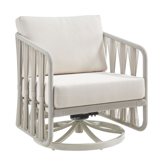 Breeze - Cream Metal Outdoor Swivel Lounge Chair With Cushions - Pearl