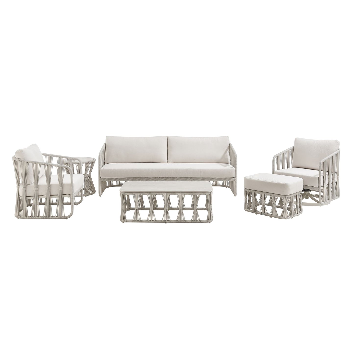 Breeze - Powder Coated Metal Outdoor Conversation Set With Cushions