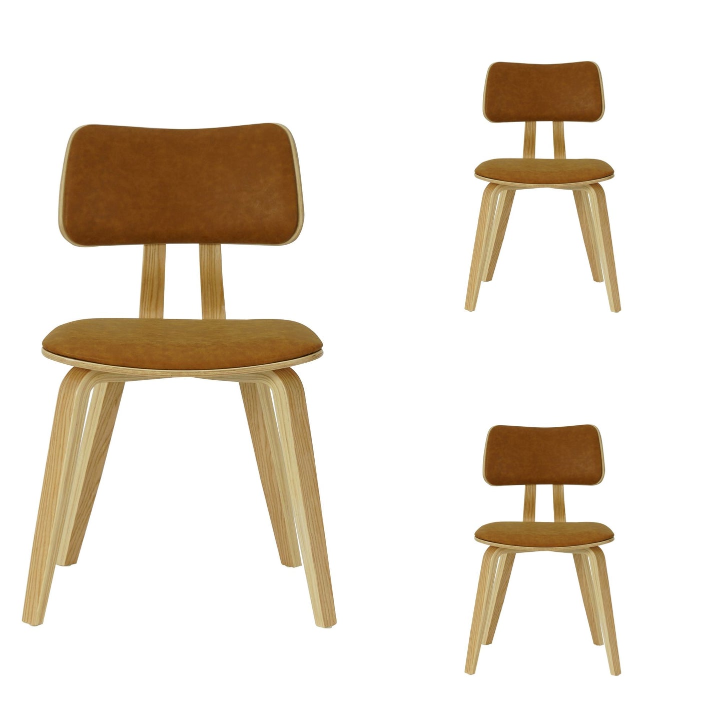 Jaguar - Curved Back Wood Dining Chair With Faux Leather Seat