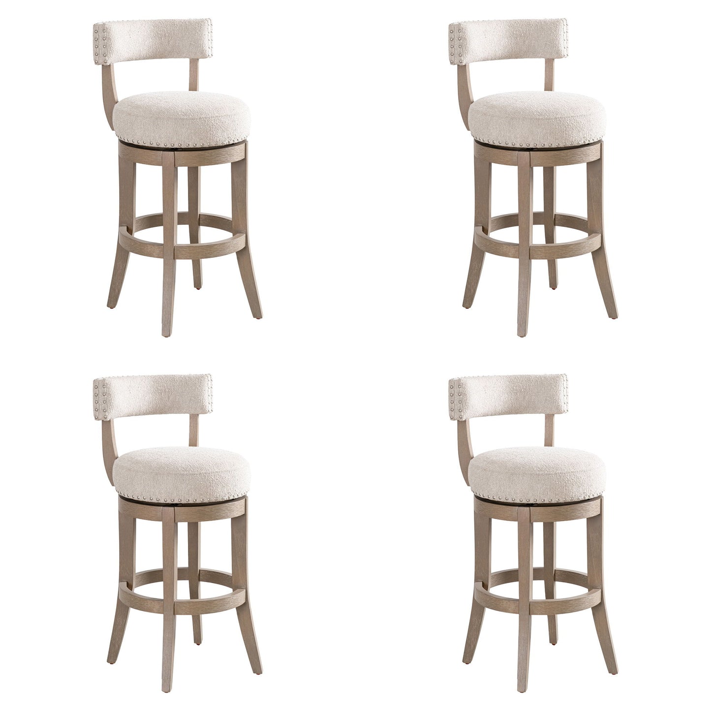 Mystic - Solid Wood Upholstered 30" Bar Height Swivel Barstool