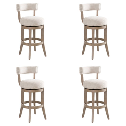 Mystic - Solid Wood Upholstered 30" Bar Height Swivel Barstool