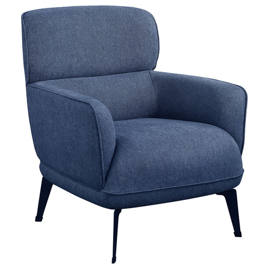 Andrea Upholstered Crescent Arm Accent Chair Blue