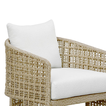 Driftbay - Outdoor Club Chair And Ottoman Set - White / Natural