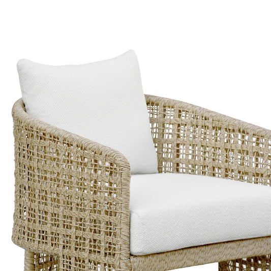Driftbay - Outdoor Club Chair And Ottoman Set - White / Natural