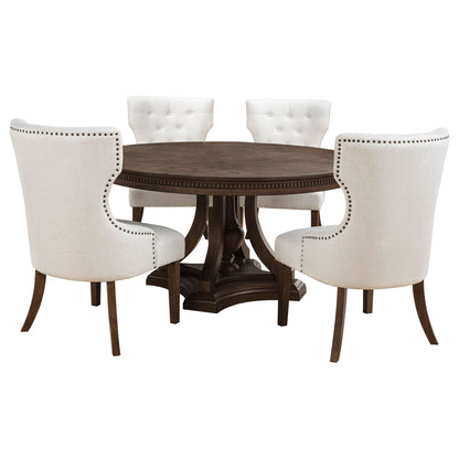 Ridgewell 5-piece Round Pedestal Dining Set Dark Oak