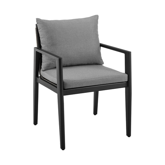 Cayman - Outdoor Patio Dining Chairs With Arms In Aluminum With Gray Cushions - (Set Of 2)