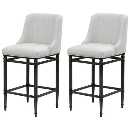 Marvin - Steel Frame Faux Leather Upholstered Bar Height Barstool