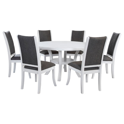 Judd 7-piece 54-inch Round Wood Dining Table Set Pearl White
