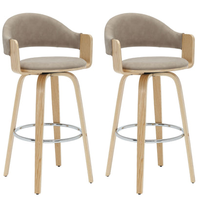 Daxton - Swivel Bar Height Round Back Wood Bar Stool With Faux Leather Seat