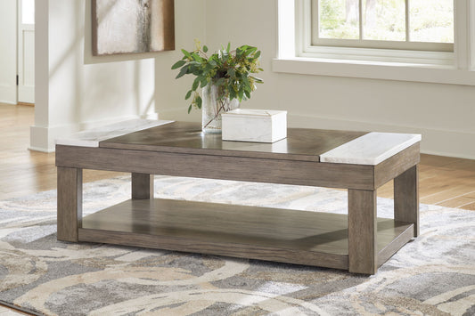 Loyaska - Lift Top Cocktail Table - Grayish Brown / White