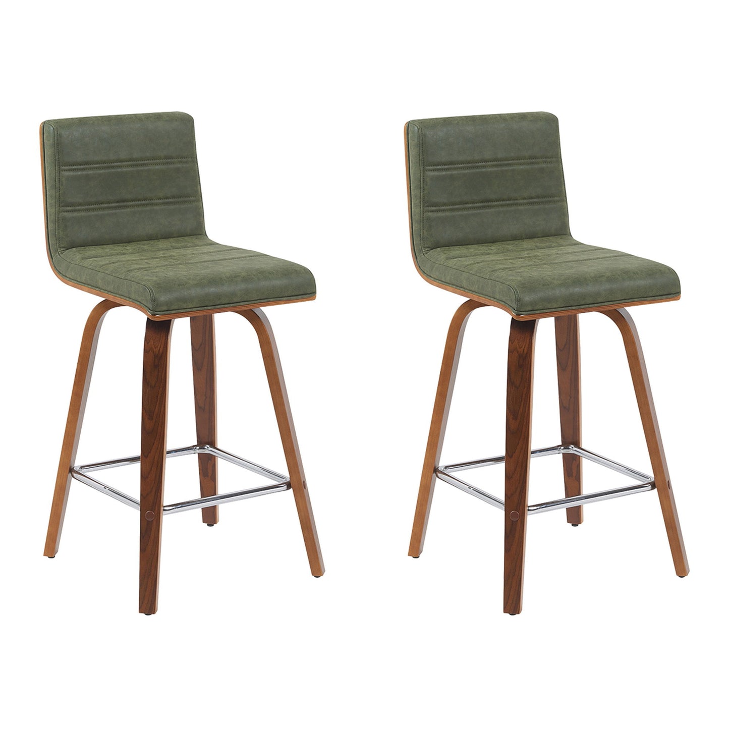 Vienna - Modern Counter Height Swivel Bar Stool - Walnut Finished Wood Frame