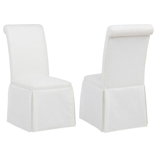 Shawna Upholstered Skirted Side Chair White (Set of 2)