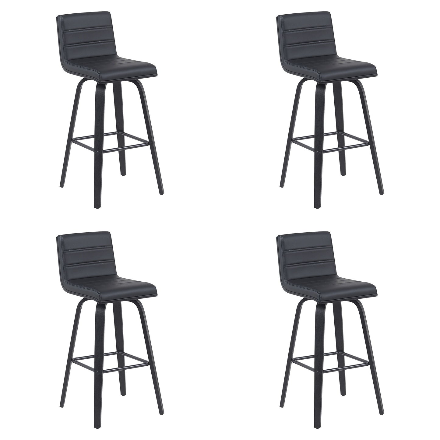 Vienna - Modern Swivel Bar Height Stool - Black Brushed Wood Frame