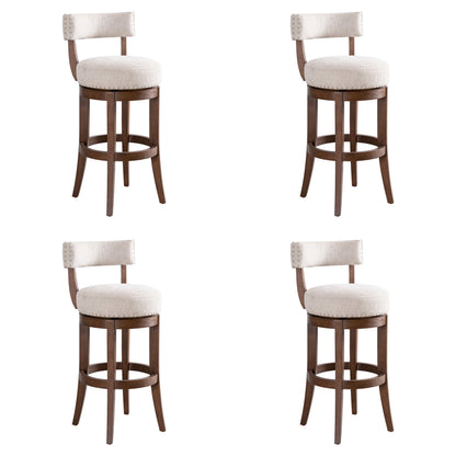 Mystic - Solid Wood Upholstered 30" Bar Height Swivel Barstool