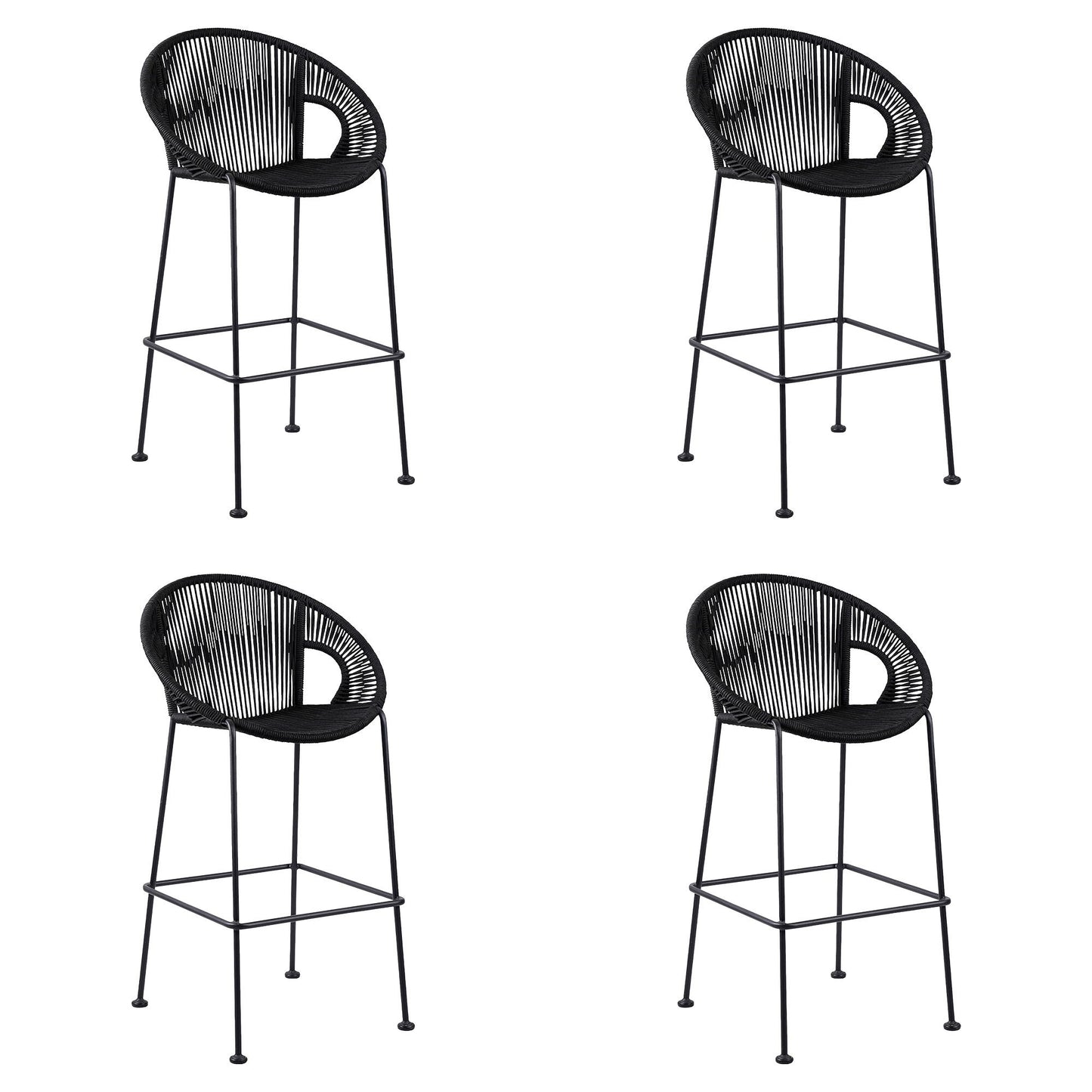 Acapulco - Indoor Outdoor Steel Bar Stool With Rope Set
