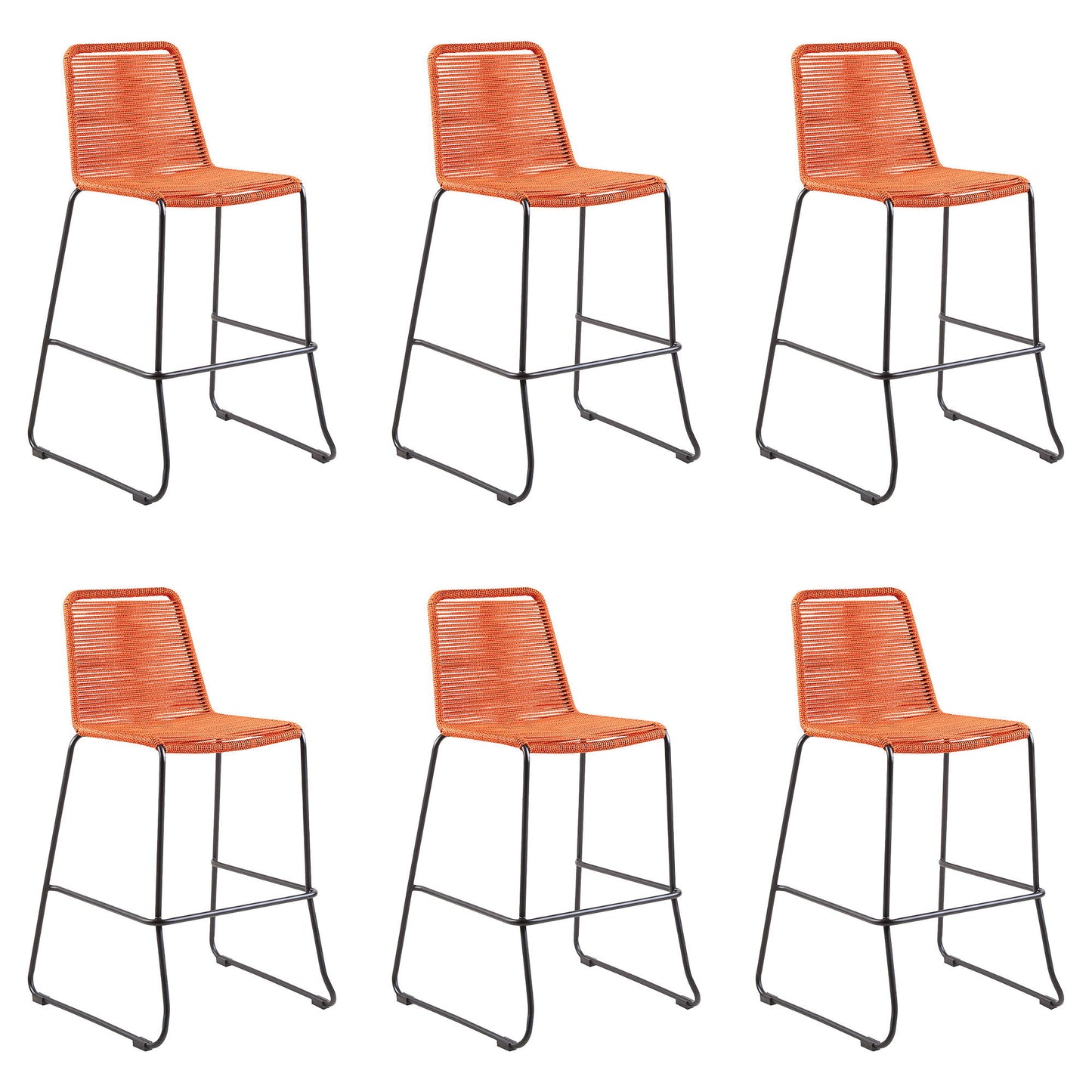 Shasta - 30" Outdoor Metal And Rope Stackable Barstool
