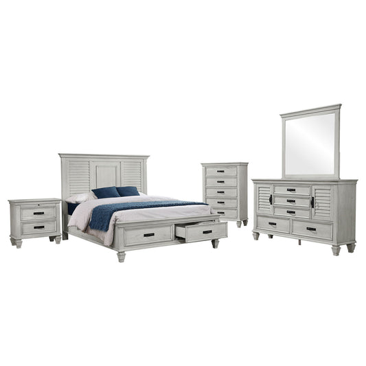 Franco 5-piece Eastern King Bedroom Set Distressed White