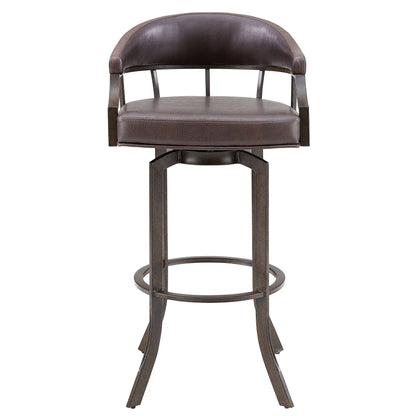 Pharaoh - Swivel Faux Leather Bar Stool - Brown Finish