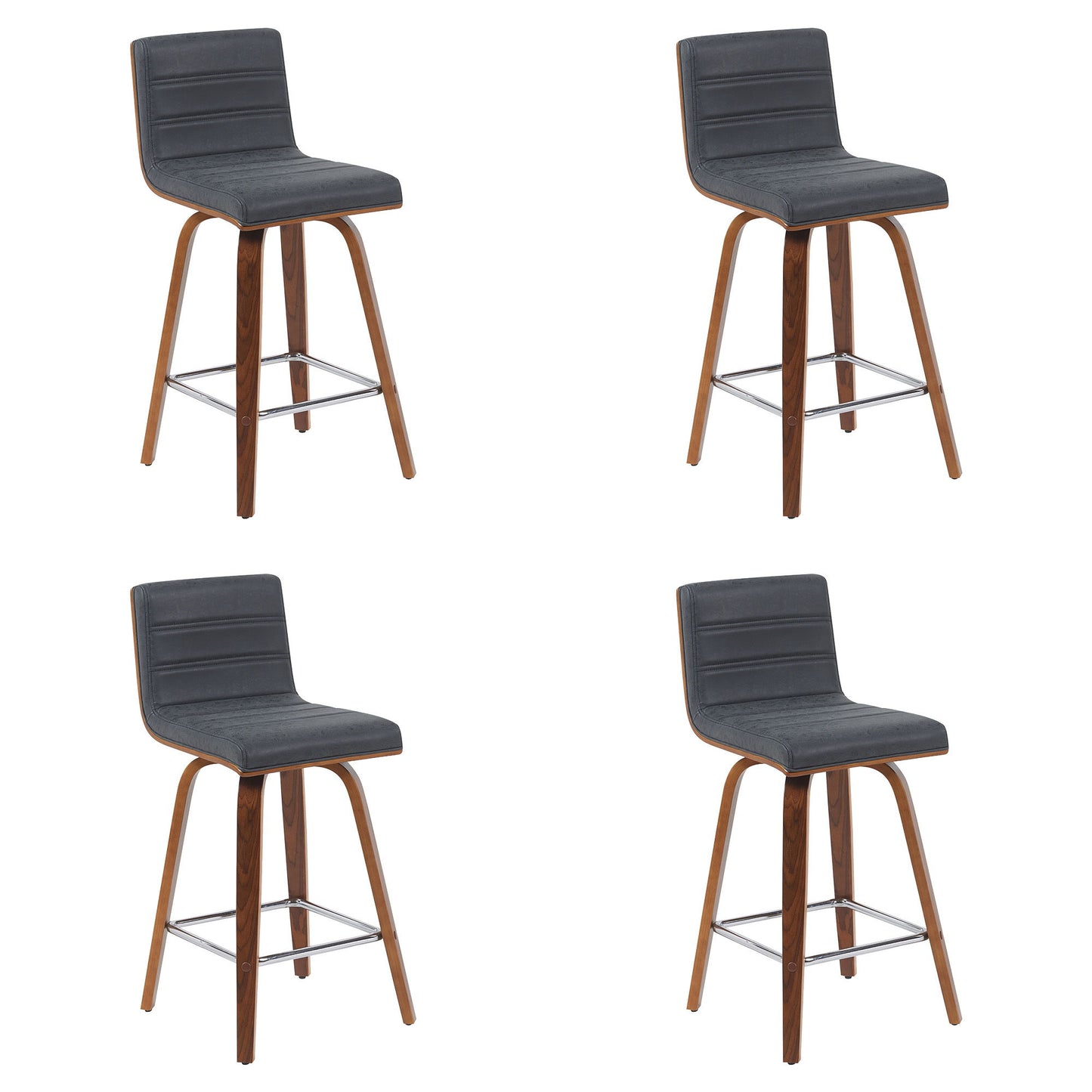 Vienna - Modern Counter Height Swivel Bar Stool - Walnut Finished Wood Frame
