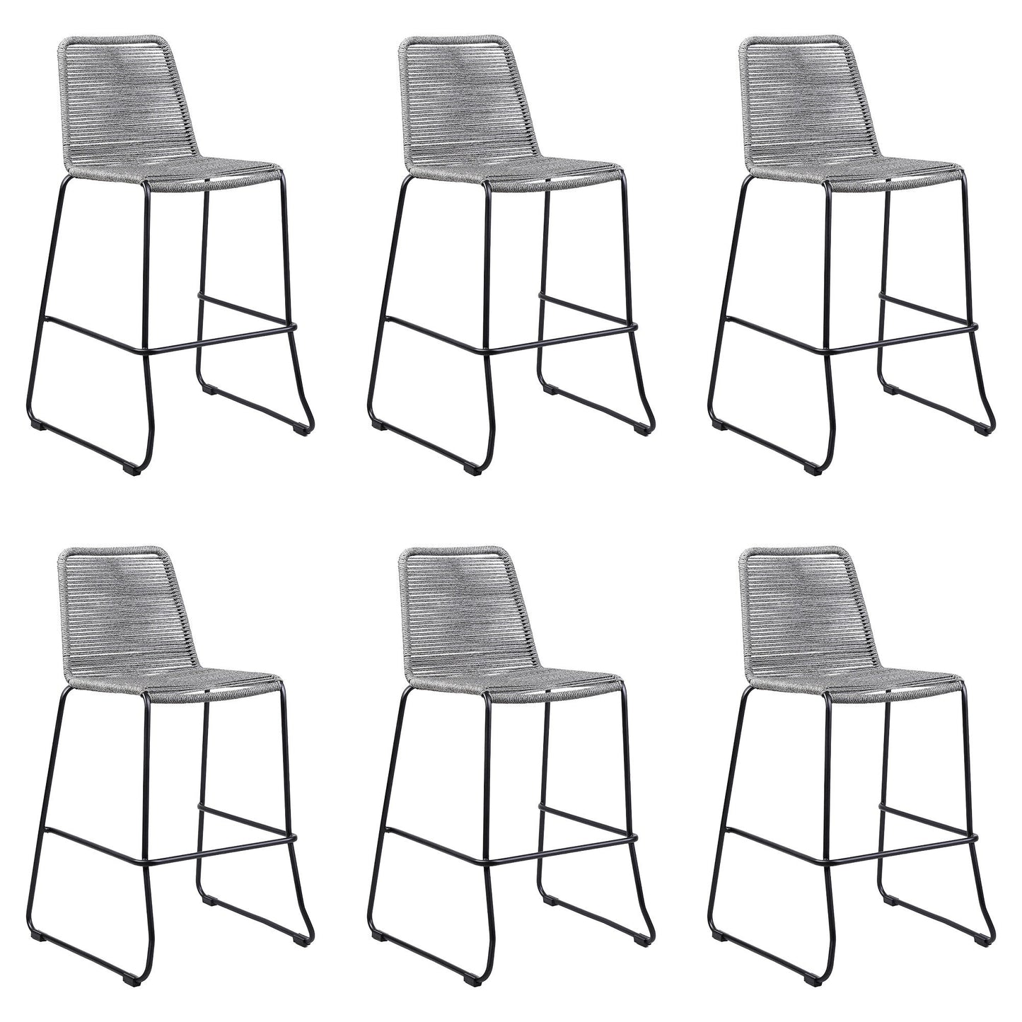 Shasta - 26" Outdoor Metal And Rope Stackable Barstool