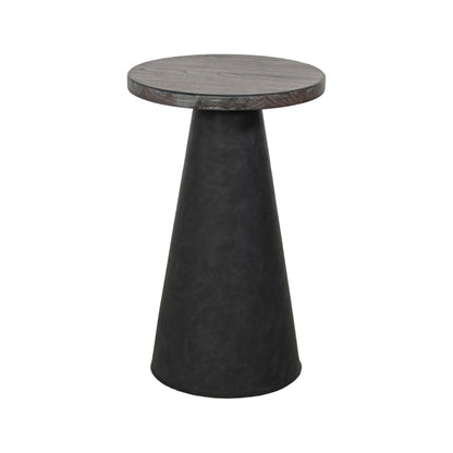 Malibu - Cone-Base Accent Table With Round Wood Top - Weathered Rum