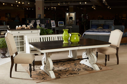 Carriage House - Trestle Table - Cottage White / Europen Dark