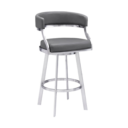 Dione - Swivel Faux Leather And Brushed Stainless Steel Bar Stool