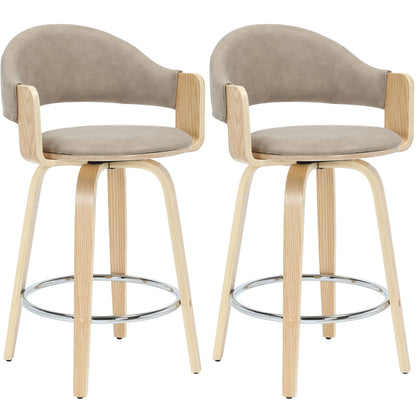 Daxton - Swivel Counter Height Round Back Wood Bar Stool With Faux Leather Seat