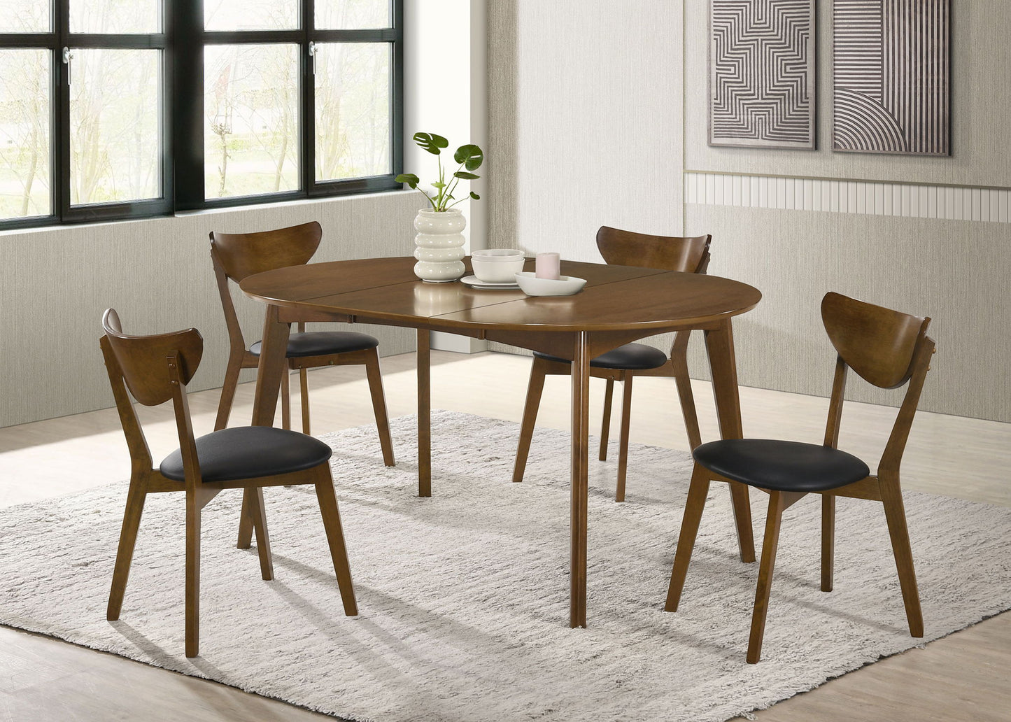 Jedda 5-piece Oval Dining Table Set Dark Walnut