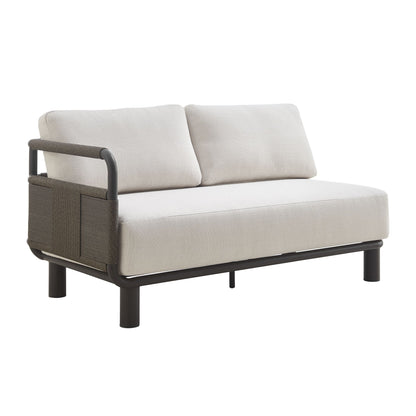 Brampton - 93" Metal Outdoor Sectional With Cushions - Gray / Off White