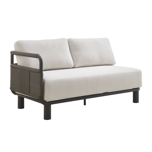 Brampton - 93" Metal Outdoor Sectional With Cushions - Gray / Off White