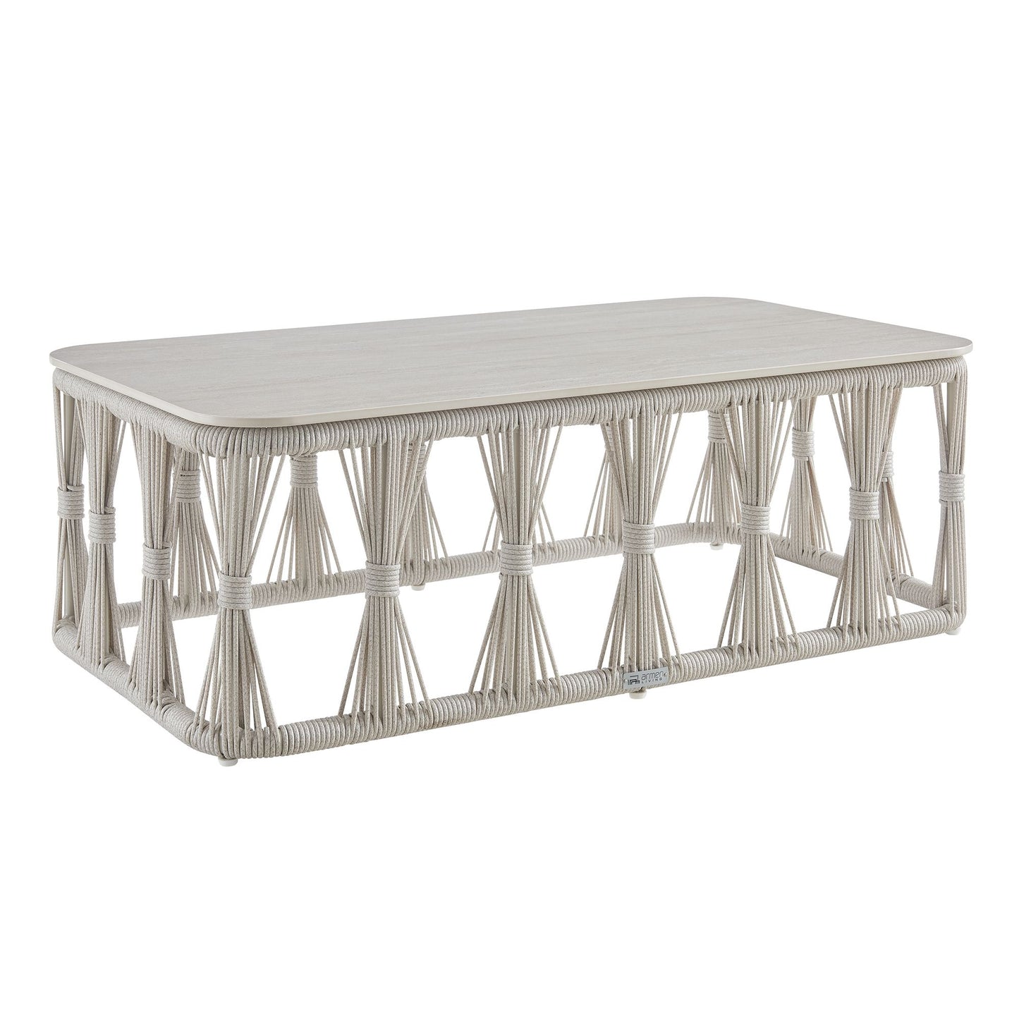 Breeze - Powder Coated Metal Rectangle Outdoor Coffee Table With Sintered Stone Table Top - Cream