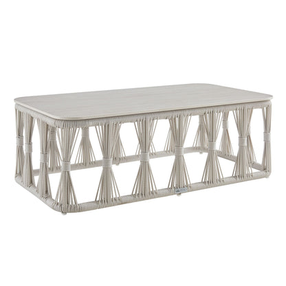 Breeze - Powder Coated Metal Rectangle Outdoor Coffee Table With Sintered Stone Table Top - Cream