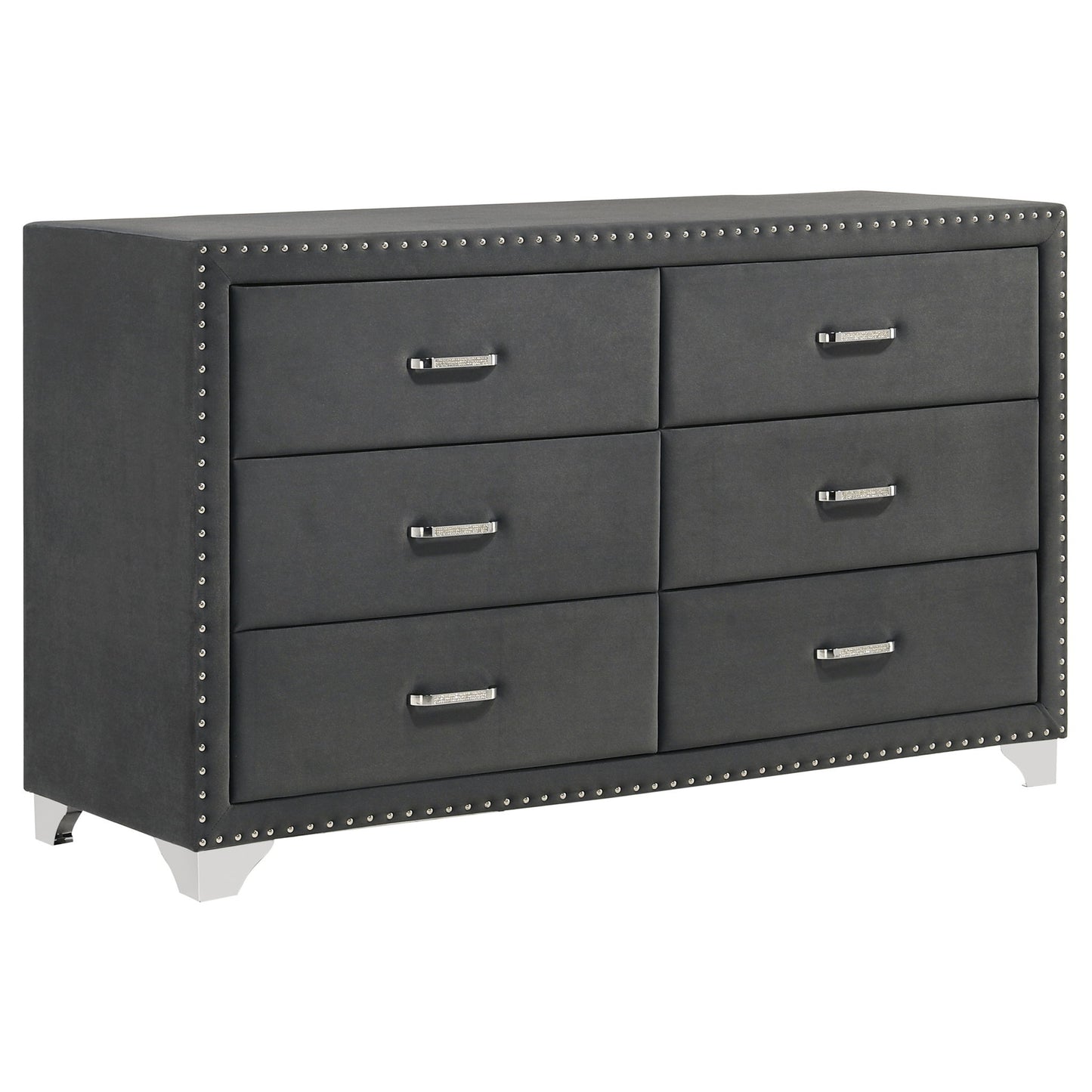 Melody 6-drawer Upholstered Dresser Grey