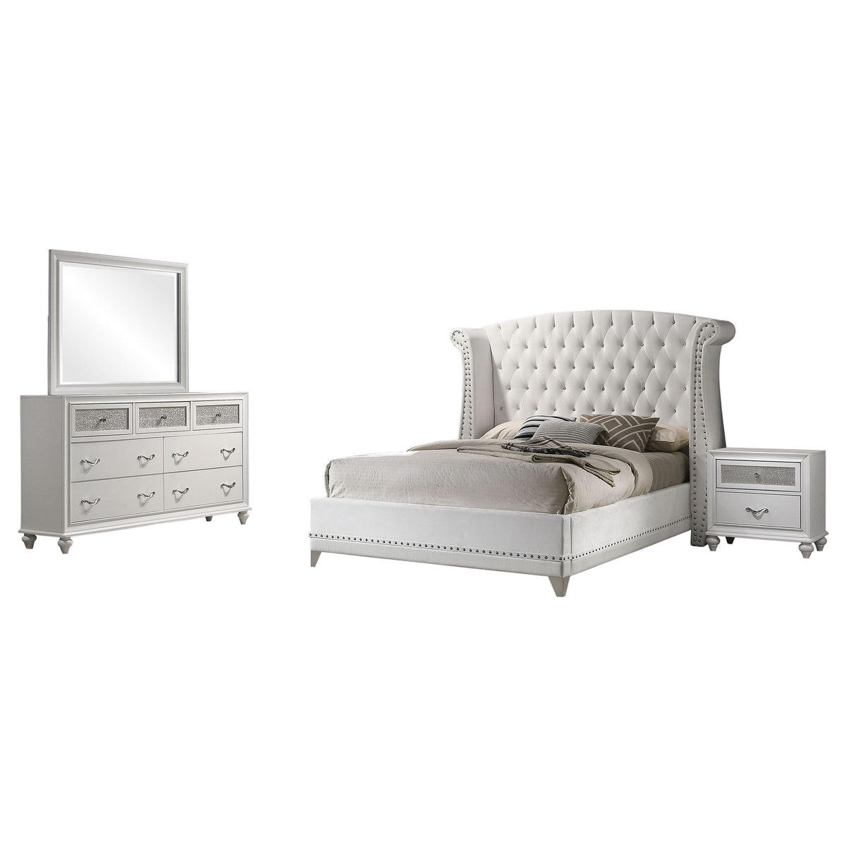 Barzini 4-piece California King Bedroom Set White