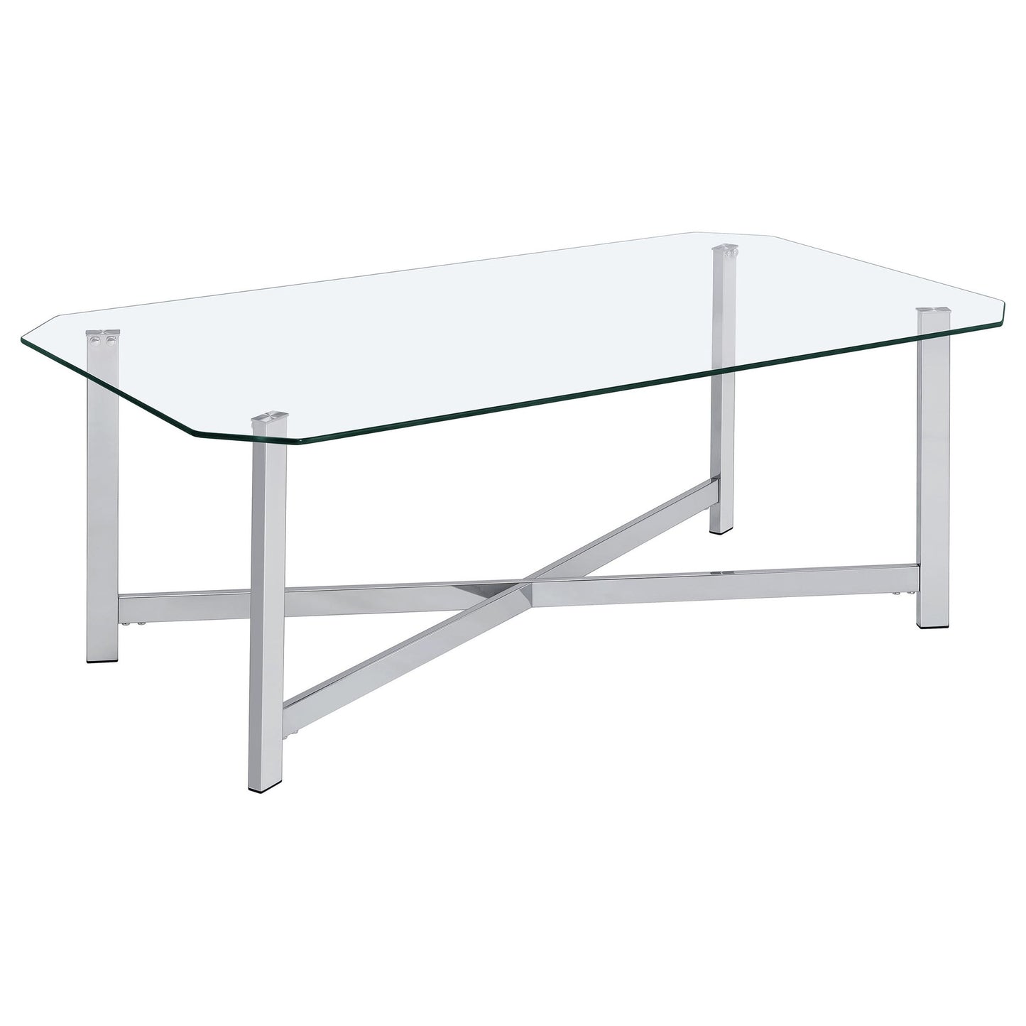 Cronin Rectangular Tempered Glass Top Cocktail Coffee Table Chrome