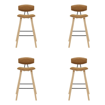 Fox - Bar Height Curved Back Wood Bar Stool With Faux Leather Seat