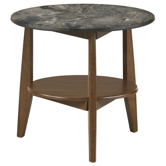 Bradley Round SmartTop End Side Table Smokey Grey and Brown