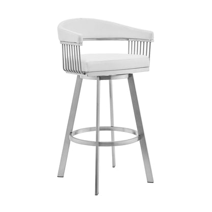 Bronson - Faux Leather And Brushed Stainless Steel Swivel Bar Stool