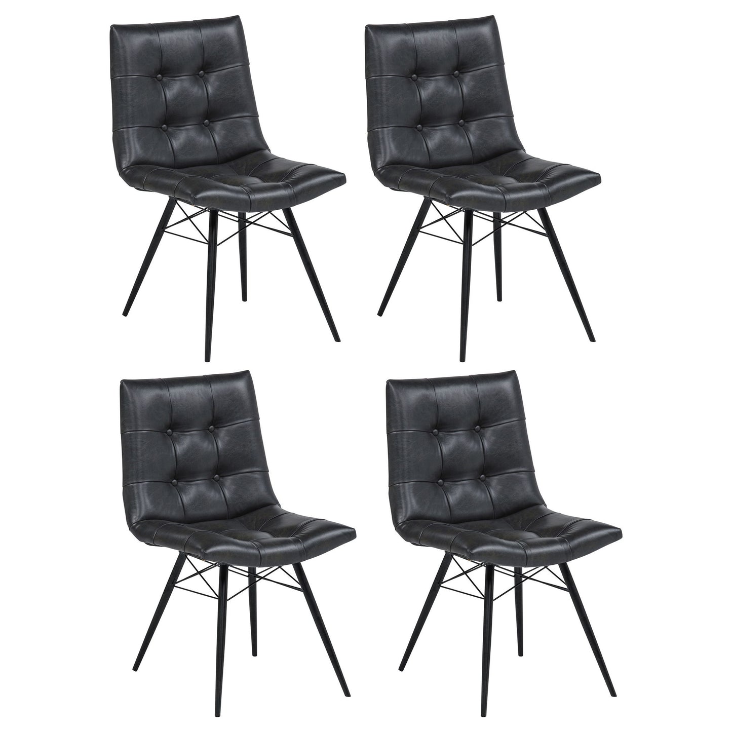 Aiken Faux Leather Upholstered Dining Side Chair Charcoal Grey (Set of 4)