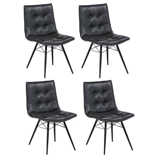Aiken Faux Leather Upholstered Dining Side Chair Charcoal Grey (Set of 4)