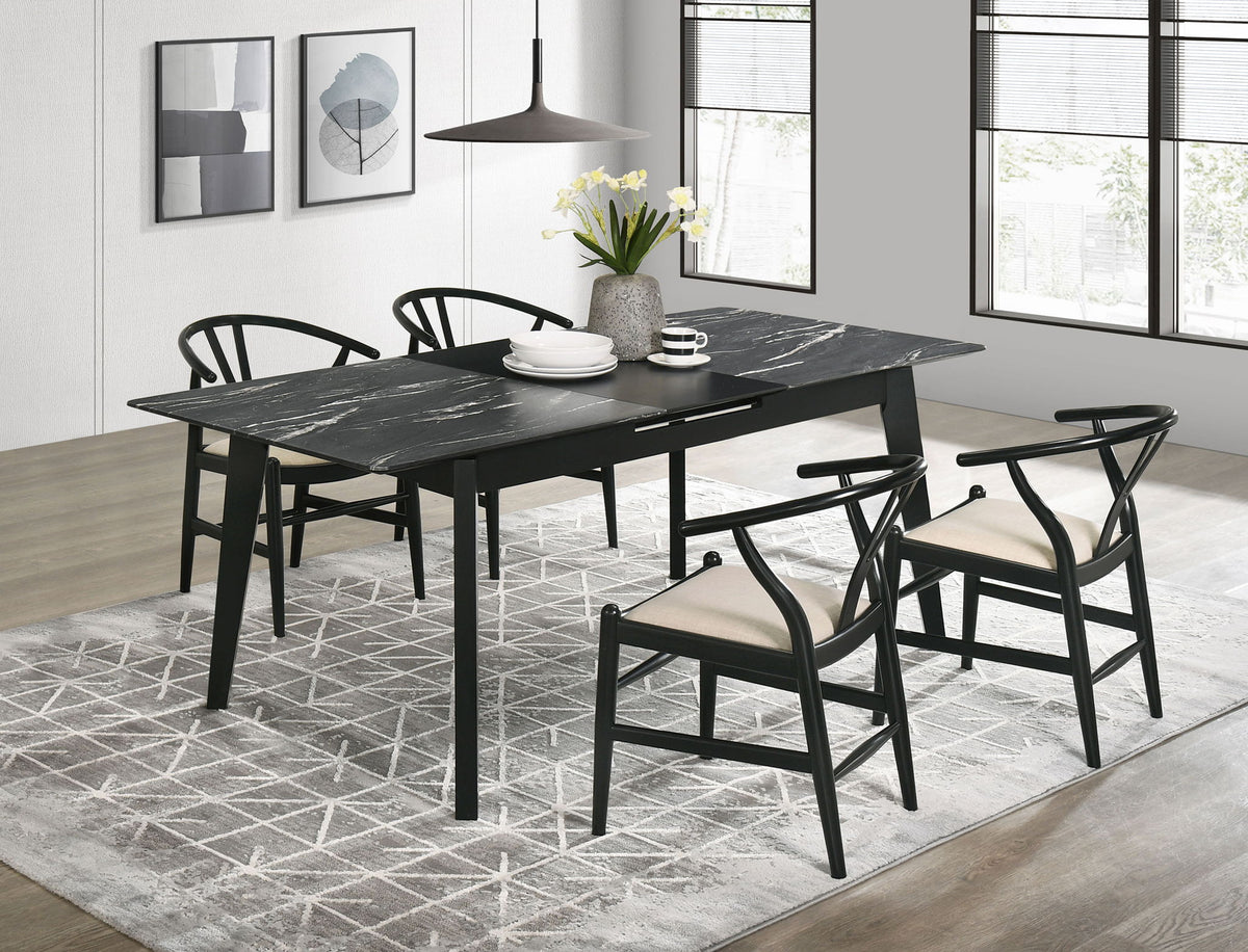 Crestmont 5-piece Extension Leaf Dining Table Set Black